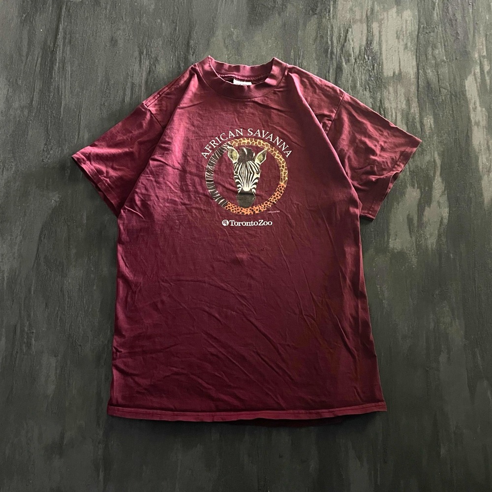 Vintage‎ Toronto Zoo Shirt Mens Large red 1990s African Savanna  Tultex